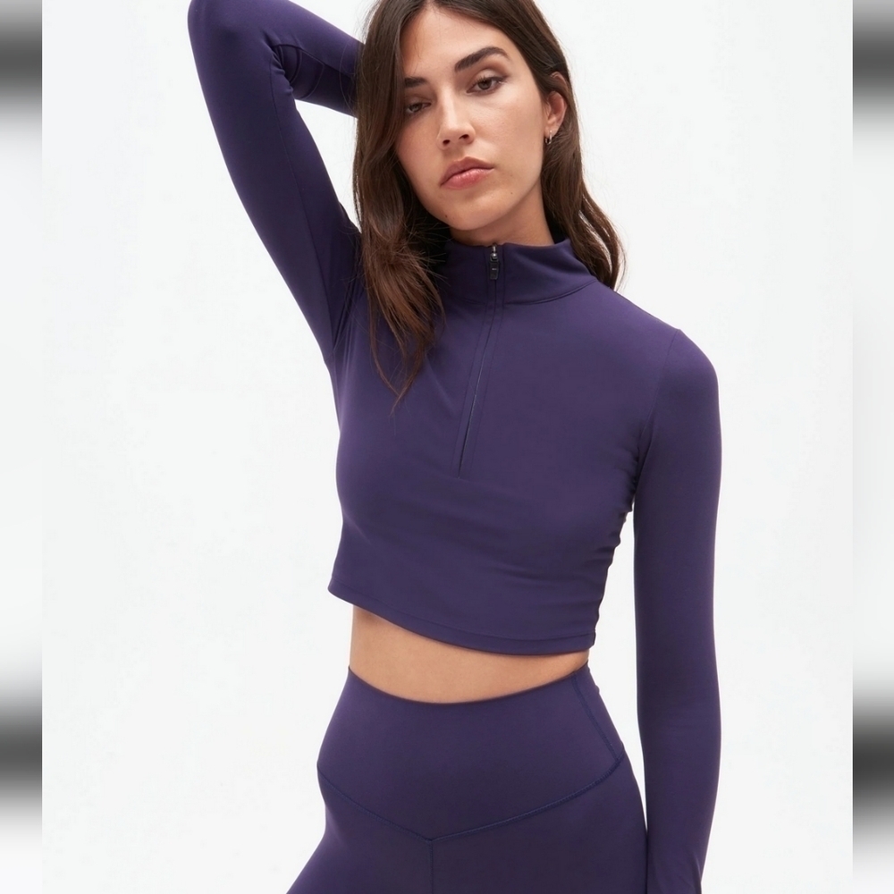 Splits59 Purple Long Sleeve Crop Top